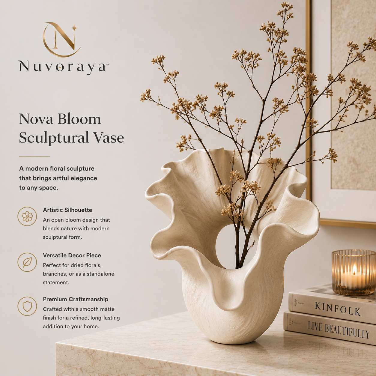 Nuvoraya™ Nova Bloom Sculptural Vase